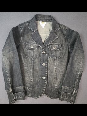 Talbots Petites Dark Blue Denim Stretch Jean Jacket Women's Size 4P